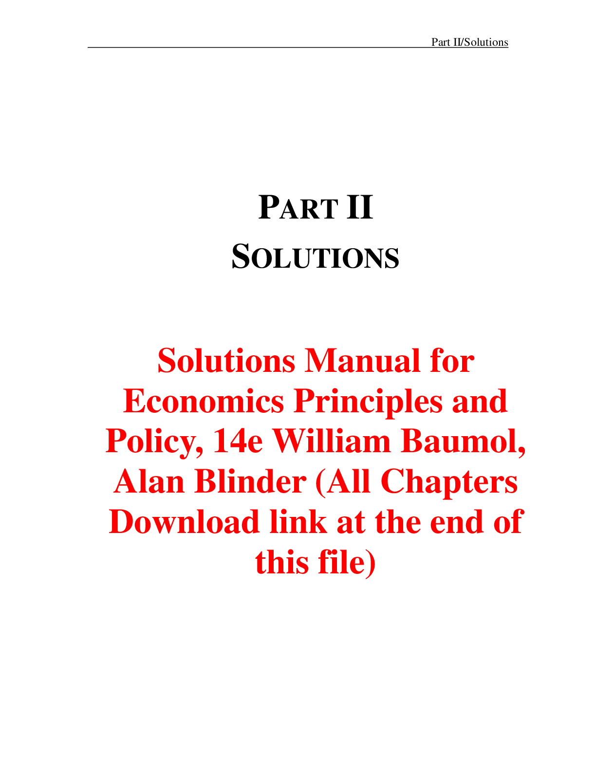 Recommended document preview for Economics Principles and Policy, 14e William Baumol, Alan Blinder (Solutions Manual)